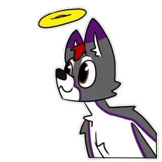 😇 Furry, Lobo, Dibujos animados, Halo, Angelical telegram sticker
