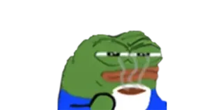 😑 Pepe the Frog meme, pepe, frog, coffee, tea telegram sticker