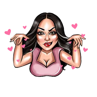 😘 woman, cartoon, hearts, illustration, female, love telegram sticker