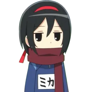 😶 Mikasa Ackerman Attack on Titan ミカ อนิเมะ, ผ่าพิภพไททัน, มิคาสะ แอคเคอร์แมน, มังงะ, การ์ตูน, ตัวละคร telegram sticker