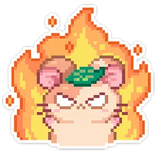 😡 ハムスター, 火, ピクセルアート, 漫画, 可愛い, 怒り, 動物 telegram sticker
