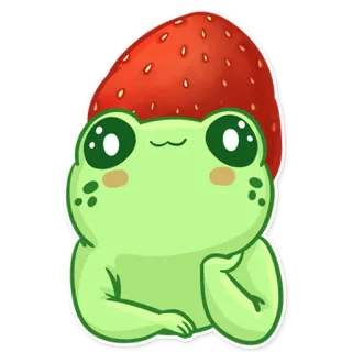 🍓 лягушка, клубника, милый, животное, каваий, стикер telegram sticker
