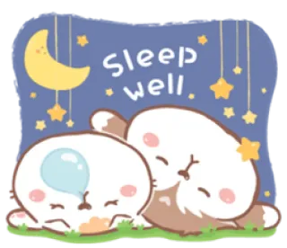 😴 Sleep well. dormire, luna, stelle, carino, animale, relax, notte telegram sticker