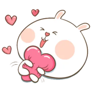 😘 conejo, corazón, amor, lindo, dibujos animados whatsapp sticker