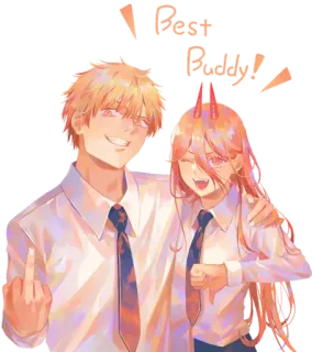 😈 Best Buddy! anime, friendship, middle finger, cartoon, buddy telegram sticker