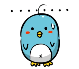 😥 Vogel, süß, kawaii, Pinguin, Tier, blau, Cartoon telegram sticker