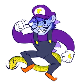 💯 Waluigi Mario Валуиджи, Марио, Видеоигра, Фанатское творчество telegram sticker