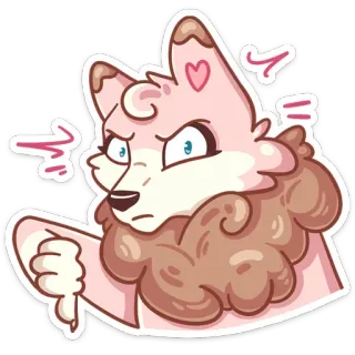 👎 lobo, abajo, no me gusta, triste, lindo, dibujos animados, pegatina telegram sticker