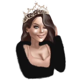 😉 mujer, corona, chica, ilustración, princesa, reina whatsapp sticker