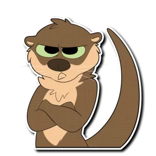 😠 otter, cartoon, animal, angry, crossed arms telegram sticker