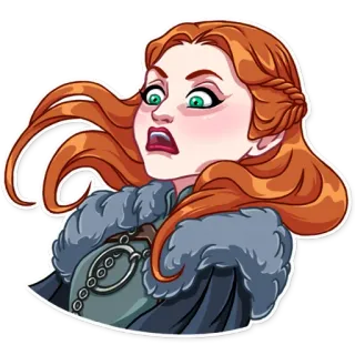 😨 Sansa Stark Game of Thrones Sansa Stark, Game of Thrones, choquée, femme, inquiète, portrait telegram sticker