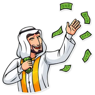 💸 uang, kekayaan, kesuksesan, kaya, kartun, pria, arab, timur tengah telegram sticker
