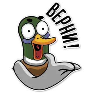 😠 ВЕРНИ! kaczka, kreskówka, ptak, zwierzę telegram sticker
