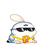 🤩 królik, królik, okulary, łańcuch, fajny, zwierzę telegram sticker