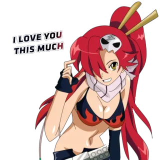 ❤ Yoko Littner Tengen Toppa Gurren Lagann I LOVE YOU THIS MUCH anime, girl, red hair, Yoko, love telegram sticker