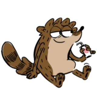 😏 Rigby Regular Show kreskówka, zwierzę, szop pracz, Rigby, Zwyczajny serial telegram sticker