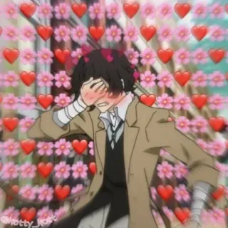 😏 Dazai Osamu Bungou Stray Dogs Anime, Bungou Stray Dogs, Dazai Osamu, Herzen, Errötend telegram sticker