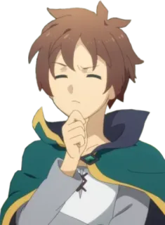 🤔 Kazuma Konosuba anime, character, thinking, konosuba, kazuma whatsapp sticker