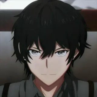 🕳 Anime, Personaje, Pelo Negro, Hombre, Retrato whatsapp sticker