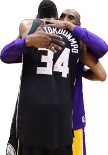 🙈 TOKUNMPO basquete, abraço, Giannis Antetokounmpo, Kobe Bryant, NBA, esportes telegram sticker