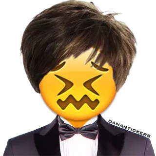 😖 эмодзи, лицо, мужчина, смокинг, расстроен, выражение telegram sticker