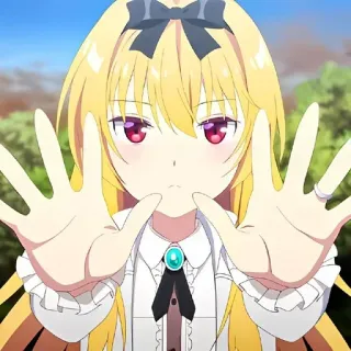 🌙 Anime, Mädchen, Cartoon, gelbes Haar, lila Augen whatsapp sticker
