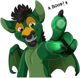 😃 BOOP! Мультик, Зеленый, Милый, Летучая мышь, Пушистый whatsapp sticker