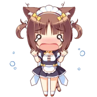 😱 Anime, Maid, Nekomimi, Pianto, Kawaii telegram sticker