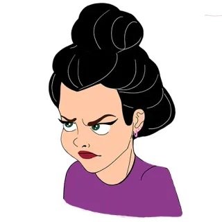 😡 Dibujo animado, Mujer, Enojada, Expresión, Personaje, Ilustración telegram sticker