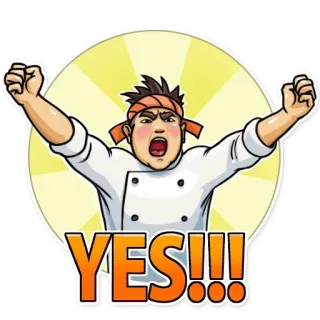 😃 YES!!! koch, ja, glücklich, feier, kochen, aufgeregt, sieg telegram sticker