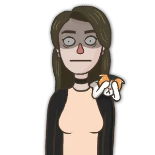 😨 mulher, menina, gato, animal de estimação, desenho animado, adesivo, ilustração telegram sticker