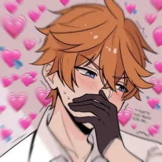 💗 Tartaglia Genshin Impact T-THAT'S TOO MUCH FOR ME... anime, juego, fanart, amor, corazones, sonrojado, Childe, Tartaglia whatsapp sticker
