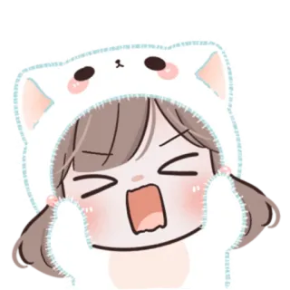 🍥 Desenho animado, Anime, Menina, Expressão, Fofo, Chapéu de gatinho whatsapp sticker
