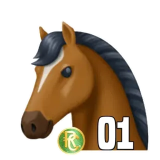 🐴 01 caballo, animal, equino, número 01, pegatina telegram sticker