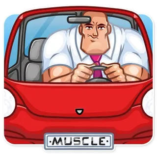 😒 MUSCLE mobil, merah, muscle car, mengemudi telegram sticker
