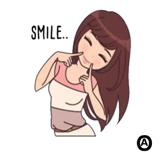 🤗 SMILE.. sonrisa, feliz, niña, dibujos animados telegram sticker