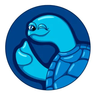 😉 乌龟, 动物, 卡通, 蓝色, 眨眼, 可爱, 表情符号, 贴纸 telegram sticker