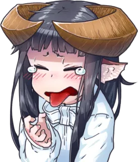 🤮 anime, horns, tongue, demon, illustration, cartoon telegram sticker