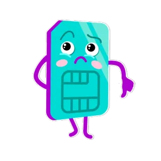 👎 Kartu SIM, Kartun, Emoji, Teknologi, Ponsel, Sedih whatsapp sticker