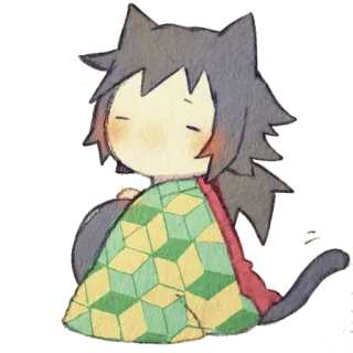 😽 Giyu Tomioka Demon Slayer Anime, Thanh gươm diệt quỷ, Giyu Tomioka, Chibi, Mèo, Kawaii telegram sticker