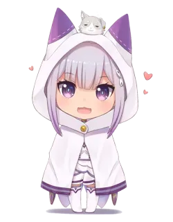 🐱 Emilia Re:Zero anime, cute, chibi, Emilia, Re:Zero whatsapp sticker