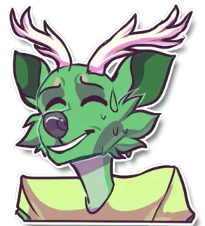 😅 олень, антро, фурри, мультик, зеленый telegram sticker