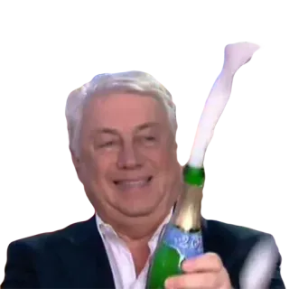 🍾 hombre, champán, celebración, sonriendo, botella telegram sticker
