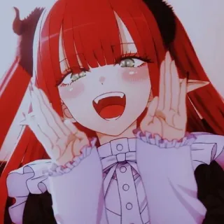 😄 anime, capelli rossi, demone, zanne, ragazza, carina telegram sticker
