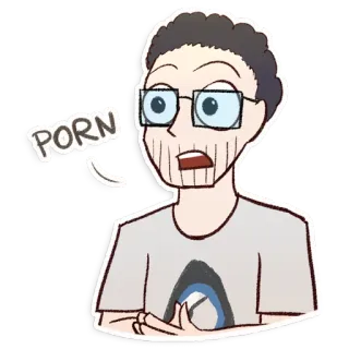 👨 PORN cartoon, man, glasses, word, beard telegram sticker