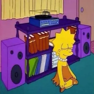 💽 Lisa Simpson The Simpsons Cartoon, Lisa Simpson, Musik, Meditation, Simpsons, Schallplatten whatsapp sticker