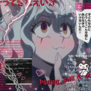 🤤 Neferpitou Hunter x Hunter young, sad & done Anime, Manga, Neferpitou, Hunter x Hunter, Esthétique, Personnage whatsapp sticker