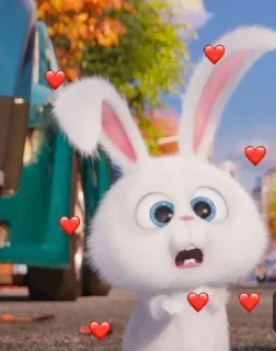 🐰 Snowball The Secret Life of Pets conejo, animal, lindo, dibujos animados, corazones, mascota telegram sticker