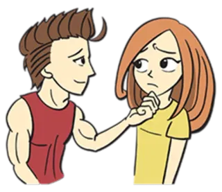 😔 dibujos animados, pareja, amor, relación, apoyo, consuelo, empatía telegram sticker