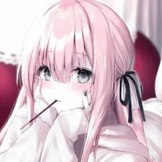 ▪️ anime, garota, cabelo rosa, fofa, kawaii, pirulito telegram sticker